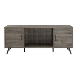 Walker Edison - Mid Century Modern TV Stand Cabinet for Most TVs Up to 65" - Slate Gray - Front_Zoom