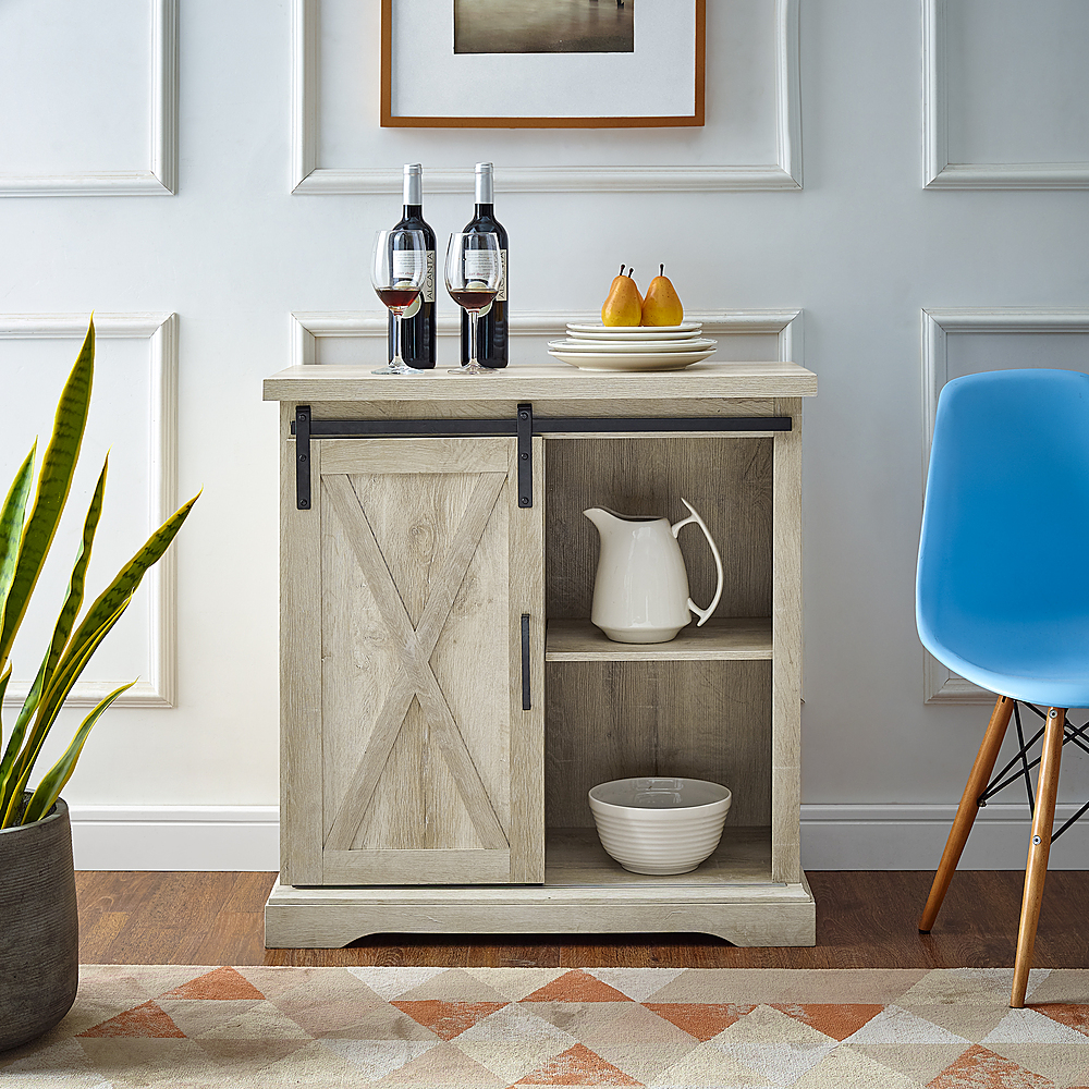 Alt View 11. Walker Edison - Rustic Farmhouse Sliding Door Buffet Cabinet - White Oak.