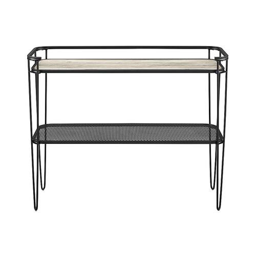 Walker Edison - Mid-Century Hairpin Accent Table - Black/Gray Wash