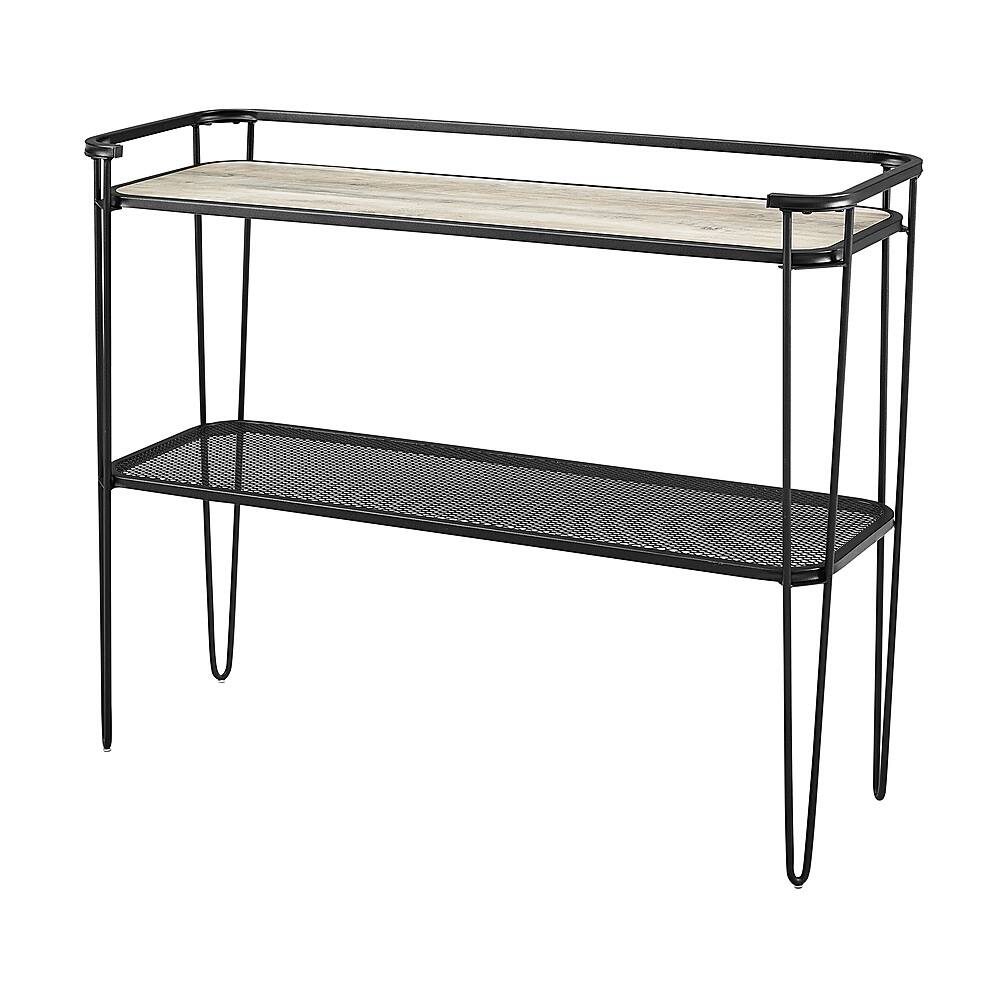 Left View: Walker Edison - Mid-Century Hairpin Accent Table - Black/Gray Wash