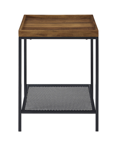 Walker Edison - Modern Tray Top Square End/Side Table - Black/Rustic Oak