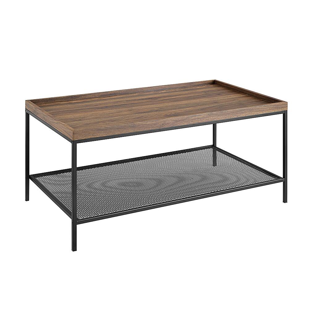 Angle View: Walker Edison - Modern Tray Top Rectangular Coffee Table - Black/Dark Walnut