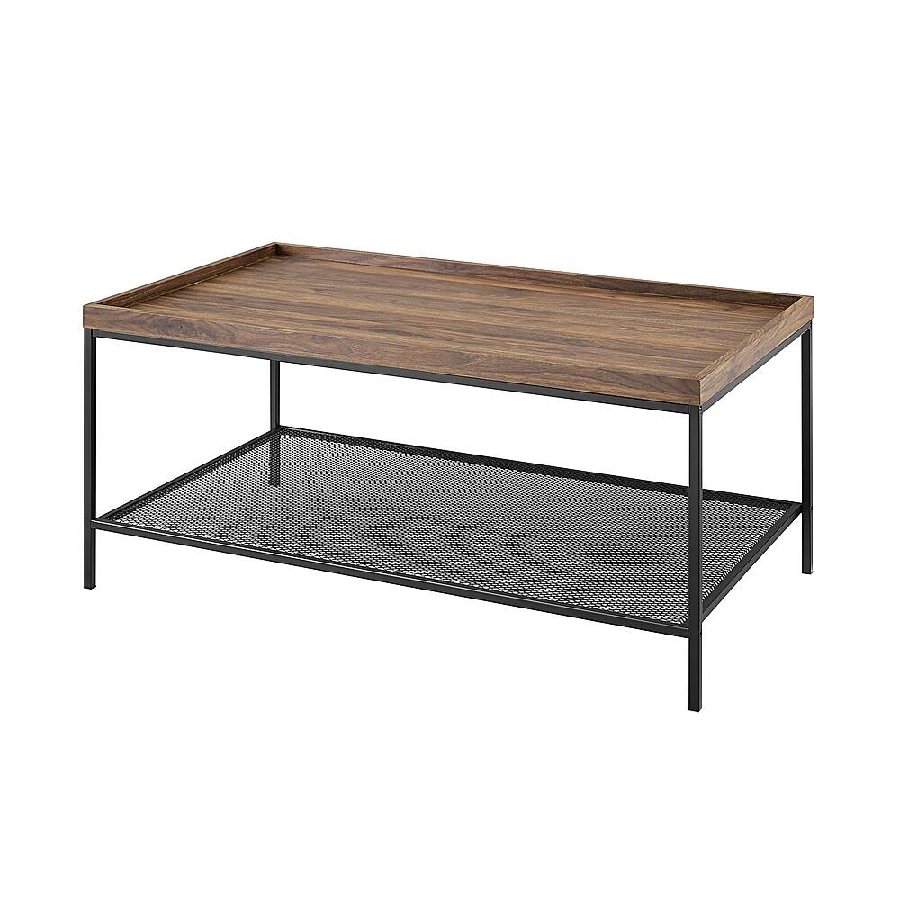 Left View: Walker Edison - Modern Tray Top Rectangular Coffee Table - Black/Dark Walnut