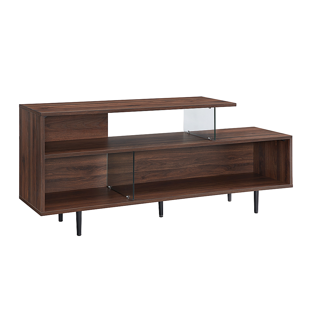 Angle View: Walker Edison - Modern Geometric TV Stand for Most Flat-Panel TV's up to 65" - Dark Walnut