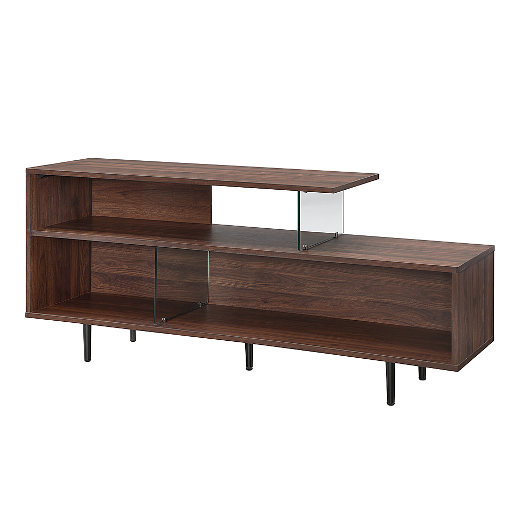 Left View: Walker Edison - Modern Geometric TV Stand for Most Flat-Panel TV's up to 65" - Dark Walnut