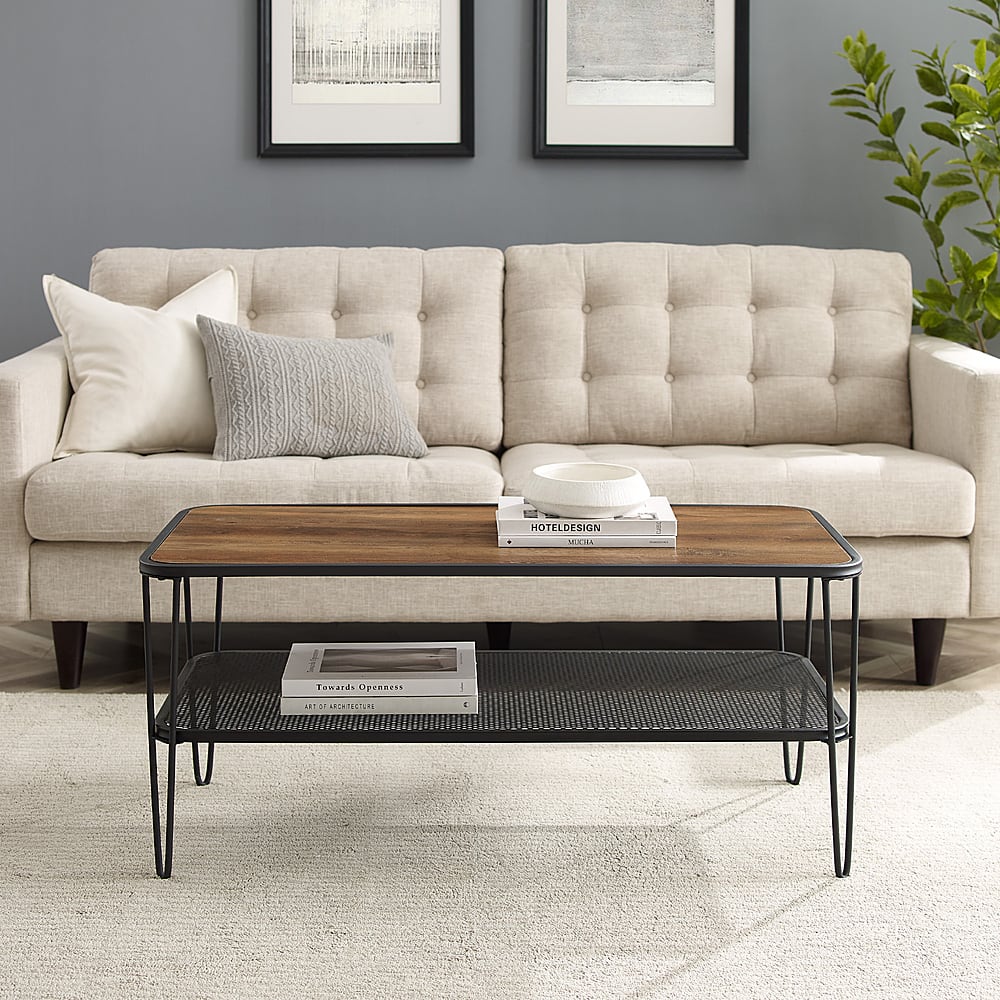 Best Buy: Walker Edison Mid-Century Rectangular Hairpin Coffee Table ...