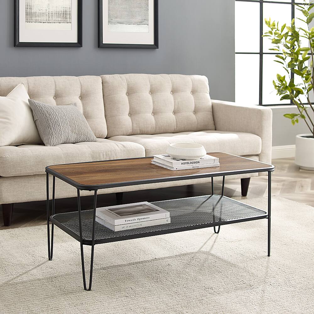 Best Buy: Walker Edison Mid-Century Rectangular Hairpin Coffee Table ...