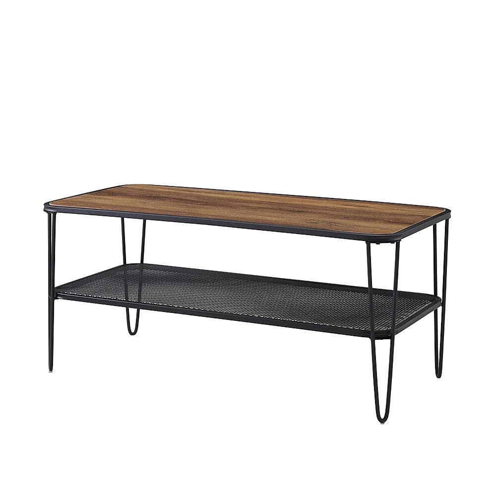 Left View: Walker Edison - Mid-Century Rectangular Hairpin Coffee Table - Black/Rustic Oak