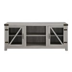 Front. Walker Edison - Rustic Farmhouse TV Stand Cabinet for Most TVs Up to 60" - Stone Gray.