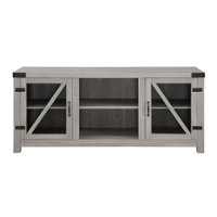 Walker Edison - Rustic Farmhouse TV Stand Cabinet for Most TVs Up to 60" - Stone Gray - Front_Zoom