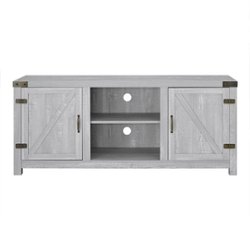 Walker Edison - Rustic Barn Door Style Stand for Most TVs Up to 65" - Stone Gray - Front_Zoom