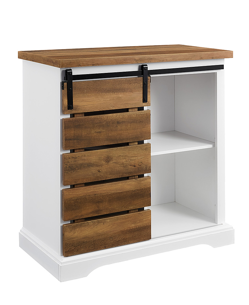 Angle View: Walker Edison - Rustic TV Stand for Most TVs Up to 35" - Rustic Oak/White