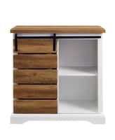 Walker Edison - Rustic TV Stand for Most TVs Up to 35" - Rustic Oak/White - Front_Zoom