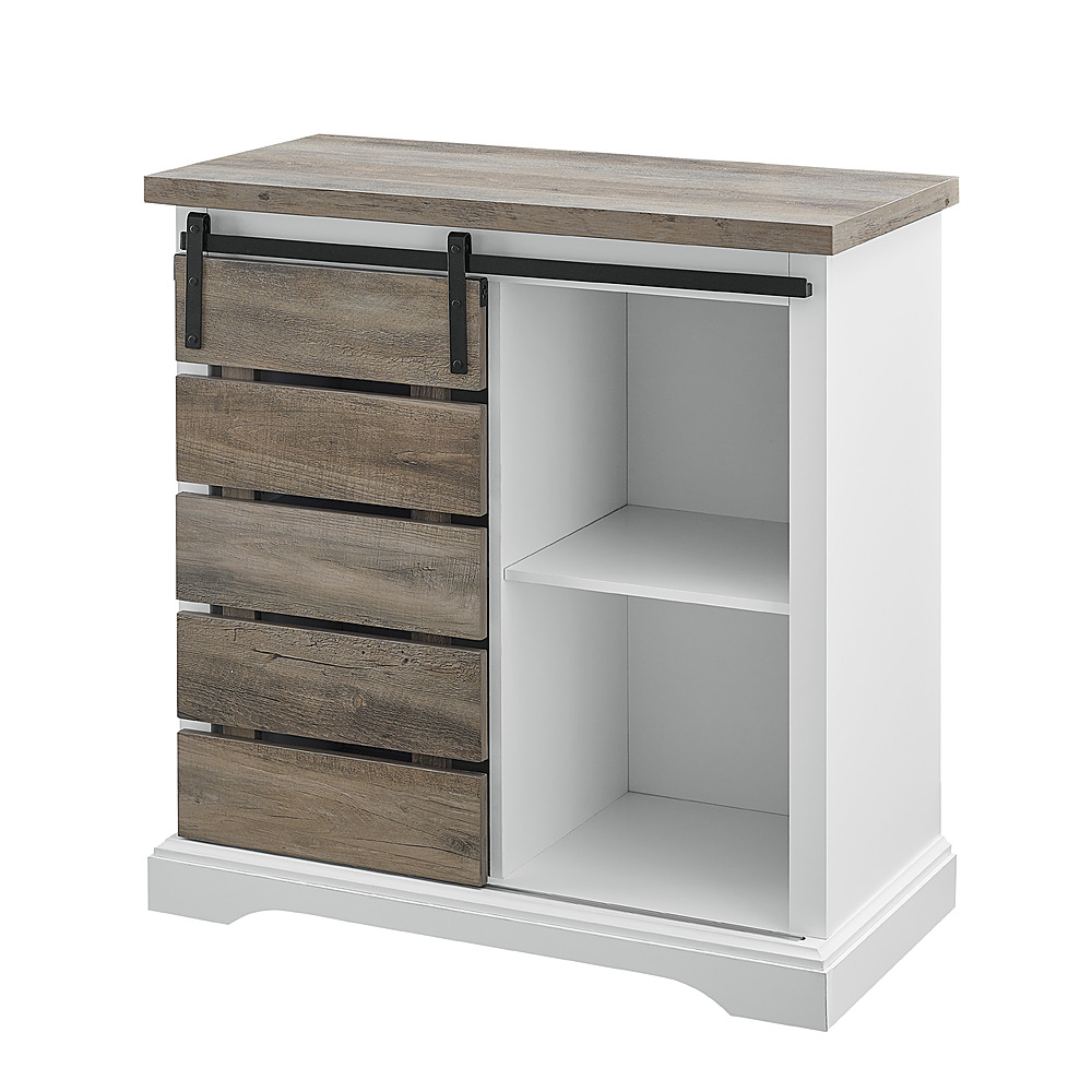 Left View: Walker Edison - Rustic TV Stand for Most TVs Up to 35" - Gray Wash/White