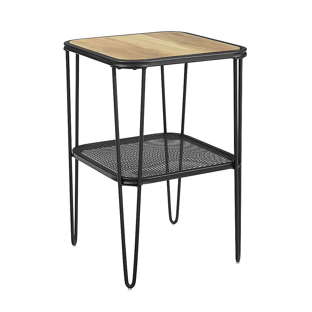 Angle View: Walker Edison - Square Mid-Century Modern Durable Laminate Side Table - Rustic Oak