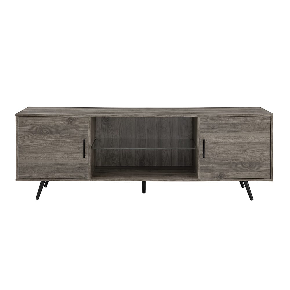 Front. Walker Edison - 70" Mid Century Modern TV Console for Most Flat-Panel TVs Up to 80" - Slate Gray.