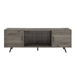 Walker Edison - Mid Century Modern TV Console for Most Flat-Panel TVs Up to 75" - Slate Gray - Front_Zoom
