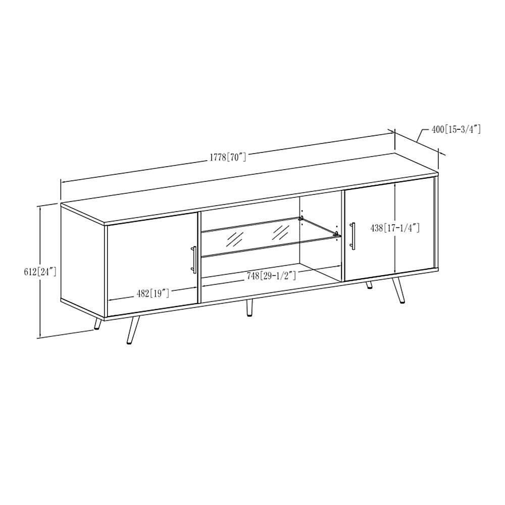 Walker Edison 70" Mid Century Modern TV Console for Most FlatPanel TVs