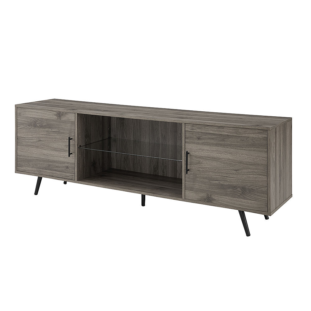 Left View: Walker Edison - Mid Century Modern TV Console for Most Flat-Panel TVs Up to 75" - Slate Gray