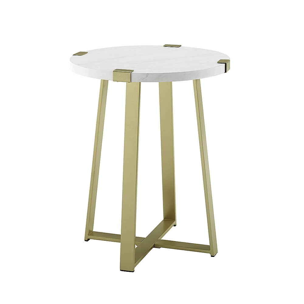 Angle View: Walker Edison - Urban Industrial Side Table - Faux Marble/Gold