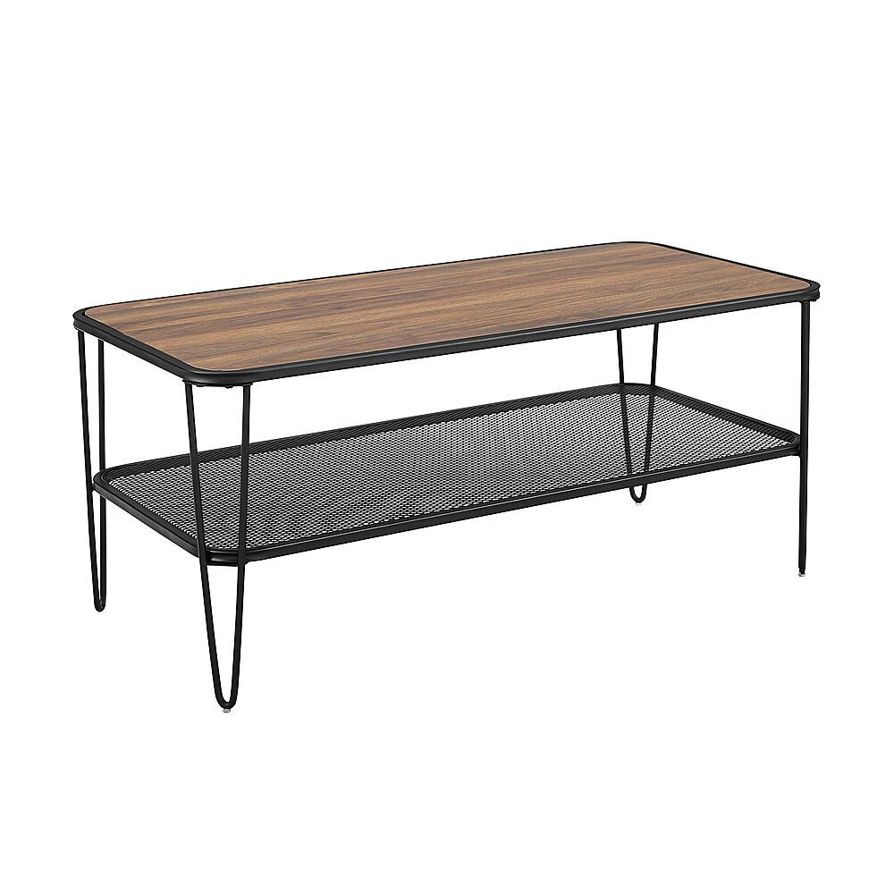 Angle View: Walker Edison - Mid-Century Rectangular Hairpin Coffee Table - Black/Dark Walnut