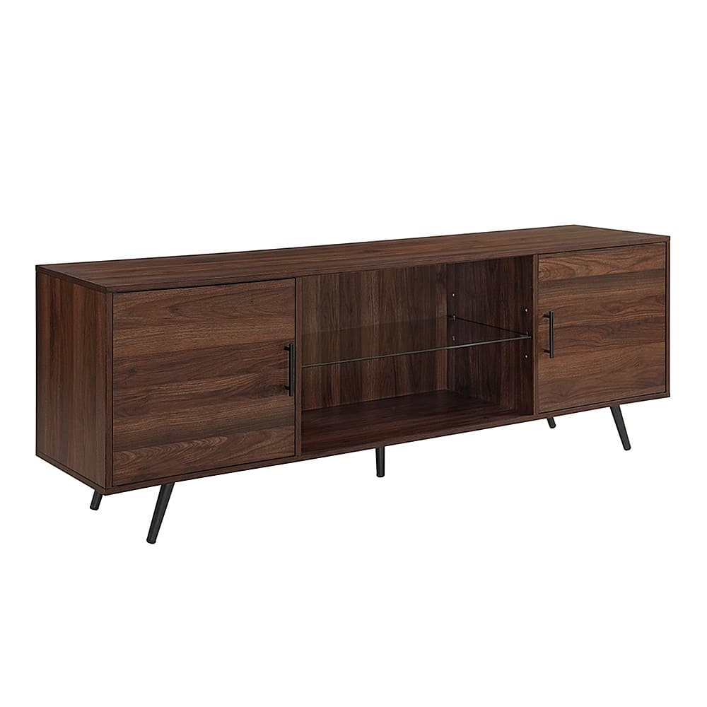 Angle. Walker Edison - 70" Mid Century Modern TV Console for Most Flat-Panel TVs Up to 80" - Dark Walnut.