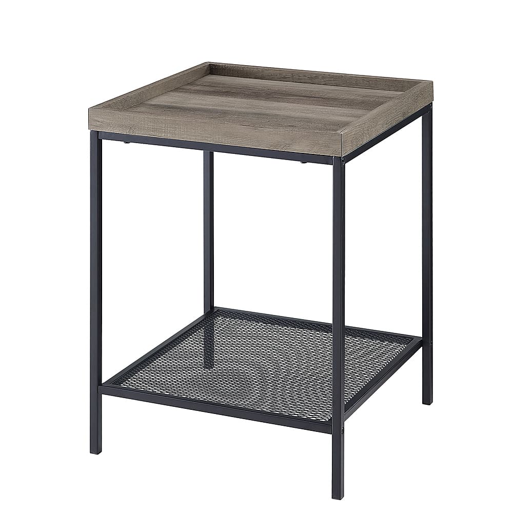 Angle View: Walker Edison - Modern Tray Top Square End/Side Table - Black/Grey Wash