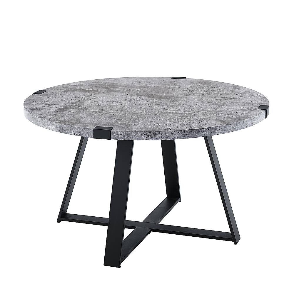 Angle View: Walker Edison - Round Rustic Coffee Table - Faux Concrete