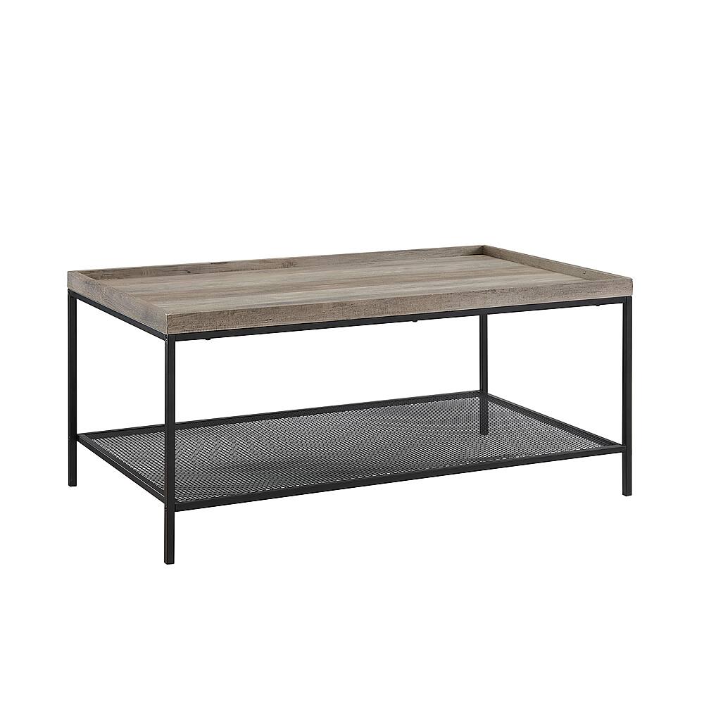 Angle View: Walker Edison - Modern Tray Top Rectangular Coffee Table - Black/Grey Wash