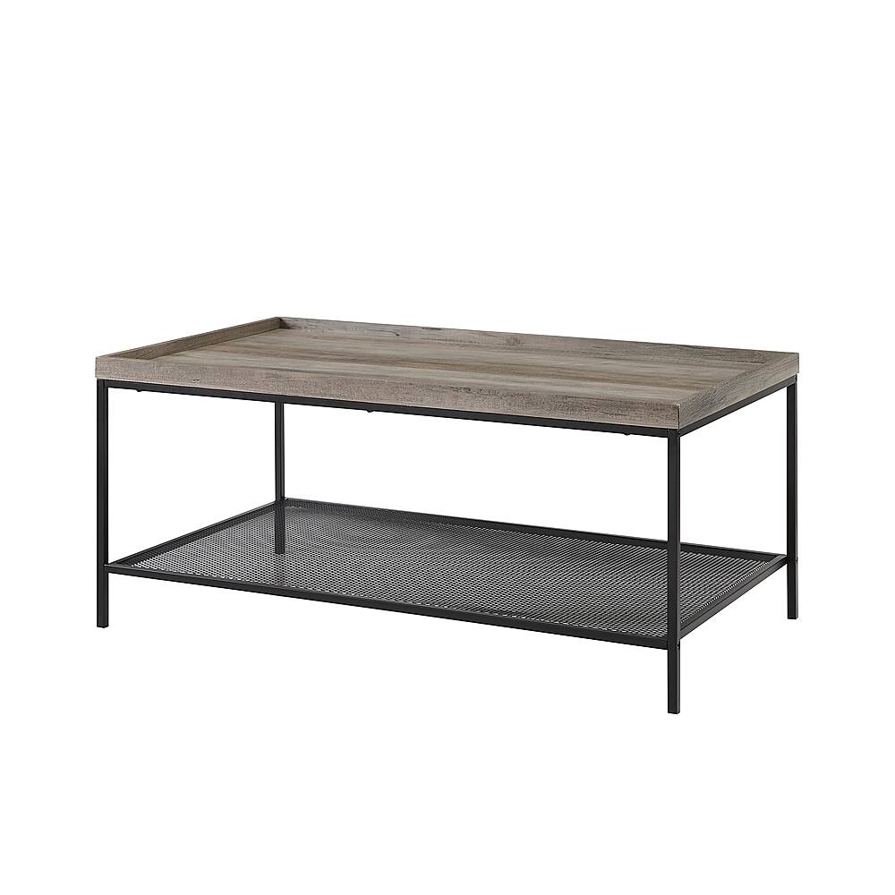 Left View: Walker Edison - Modern Tray Top Rectangular Coffee Table - Black/Grey Wash