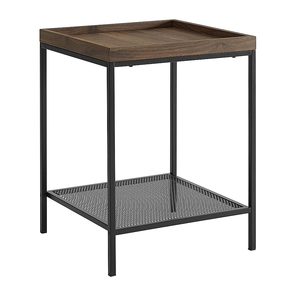 Angle View: Walker Edison - Modern Tray Top Square End/Side Table - Black/Dark Walnut