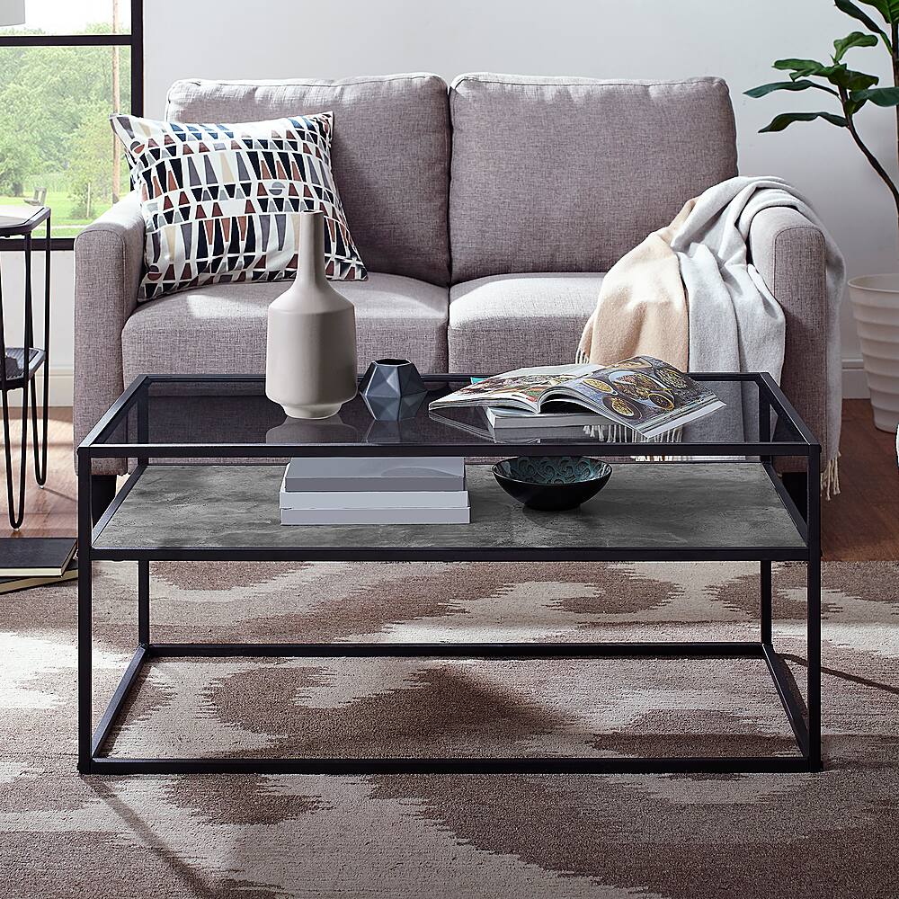 Best Buy Walker Edison Rectangular Modern Tempered Glass Coffee Table