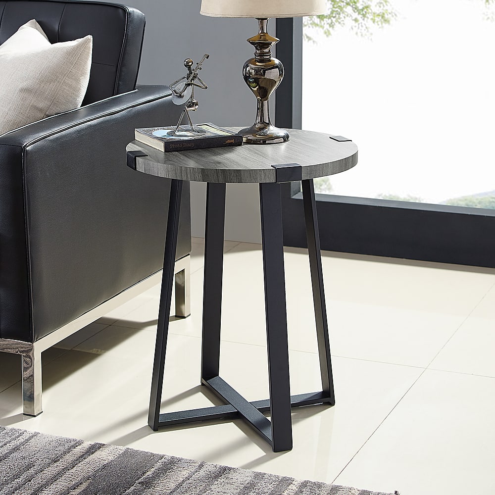 Best Buy Walker Edison Urban Industrial Side Table Slate Gray BBF18MWSTSG