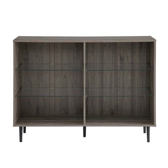 Walker Edison MidCentury Modern Metal, Tempered Glass & HighGrade MDF 4Shelf Bookcase Slate