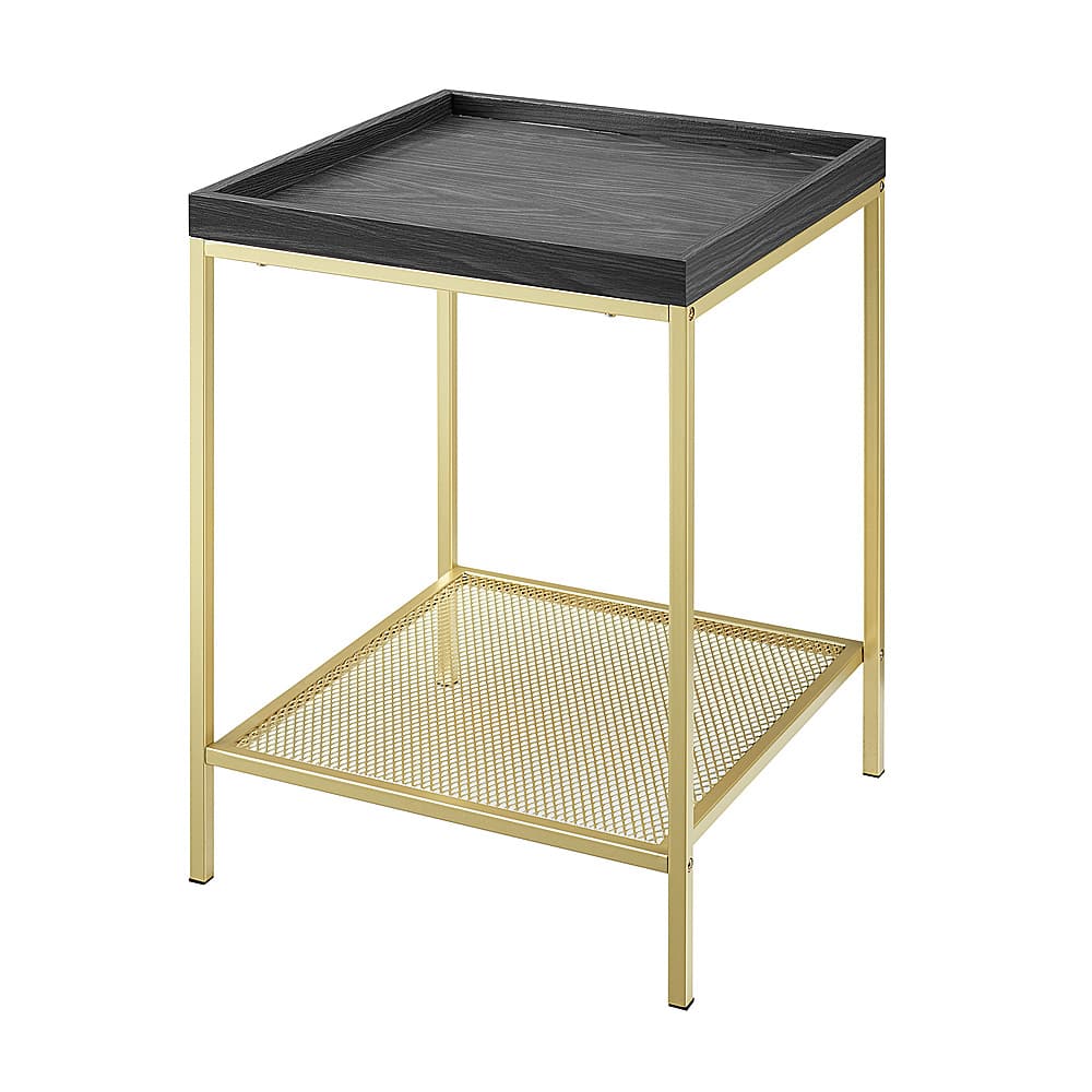 Left View: Walker Edison - Modern Tray Top Square End/Side Table - Gold/Graphite