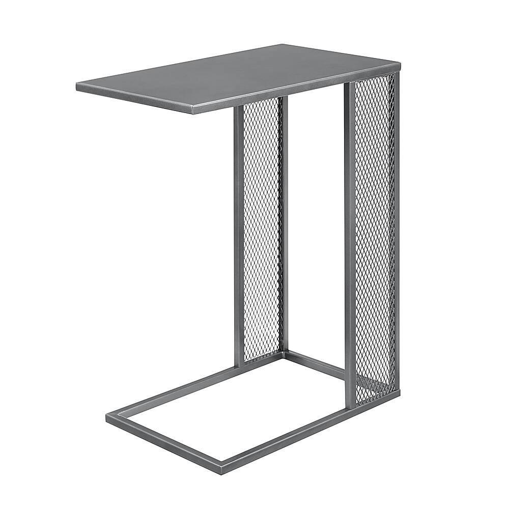 Left View: Walker Edison - C Side Rectangular Industrial Metal Accent Table