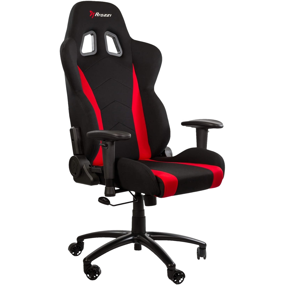 Left View: Arozzi - Inizio Mesh Fabric Ergonomic Gaming Chair - Black - Red Accents
