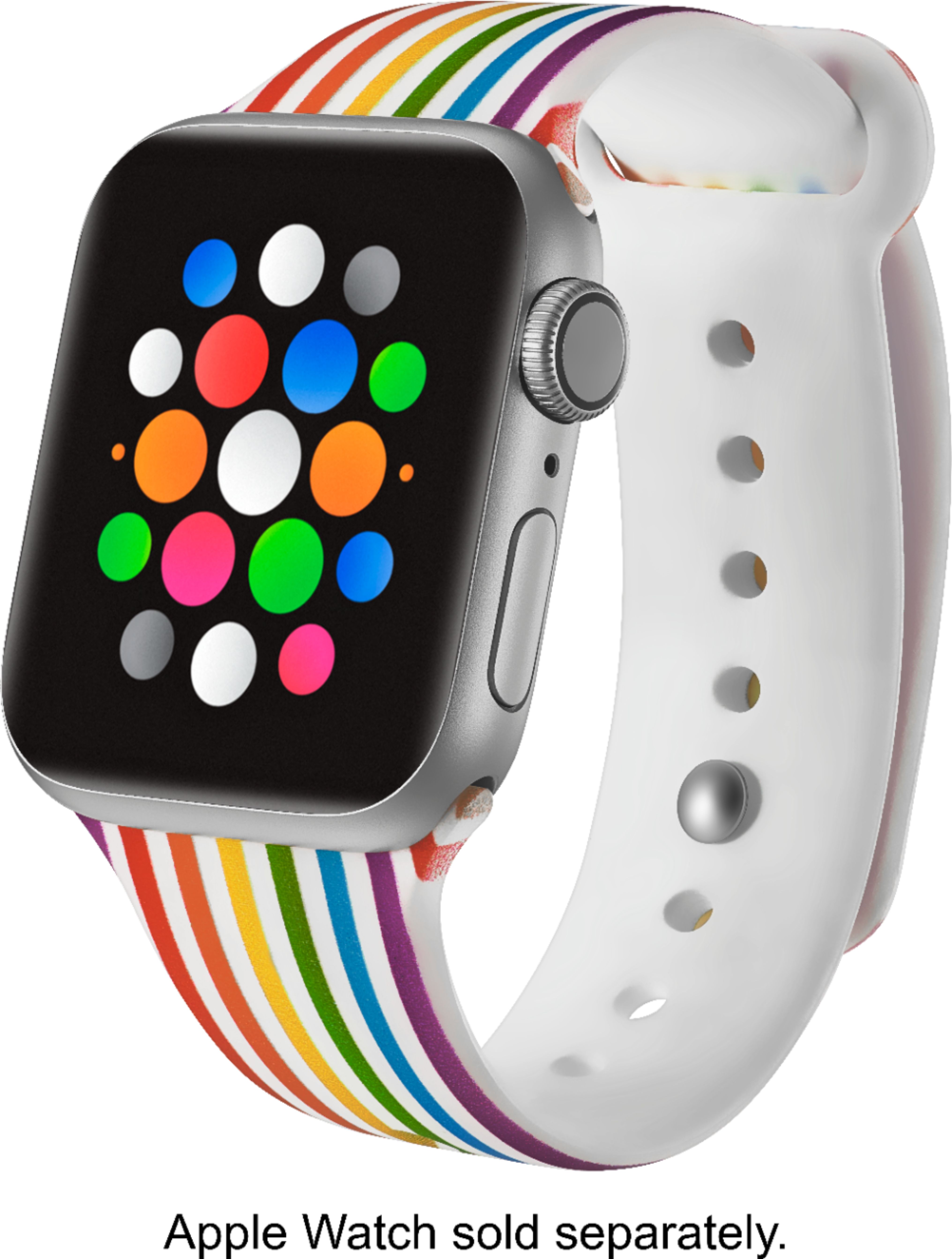 Left View: Modal™ - Active Silicone Band for Apple Watch 38mm, 40 mm and 41mm - Pride Stripe