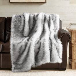 Alchemy Casas - Faux Throw Blanket Ultra Long Pile Luxury Fluffy Fox Golden With Tipped Blankets For Home Decor Fuzzy Plush - Direwolf 50x60"