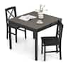 Costway - 3 PCS Dining Table Set Wooden Square Kitchen Table with 2 Upholstered Chairs - Gray
