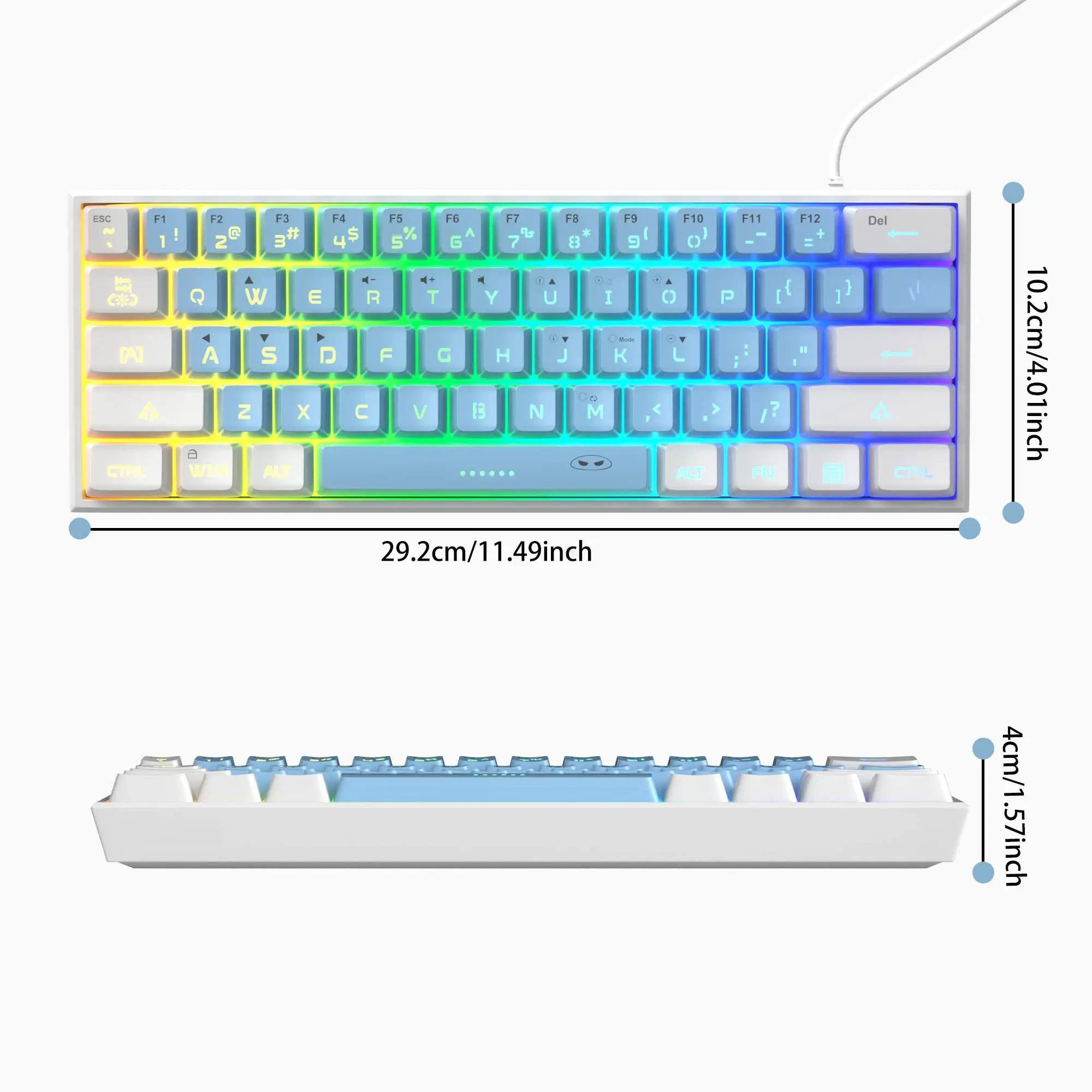 MageGee 60% Gaming Keyboard, RGB Backlit 61‑Key Ultra‑Compact TS91 ...