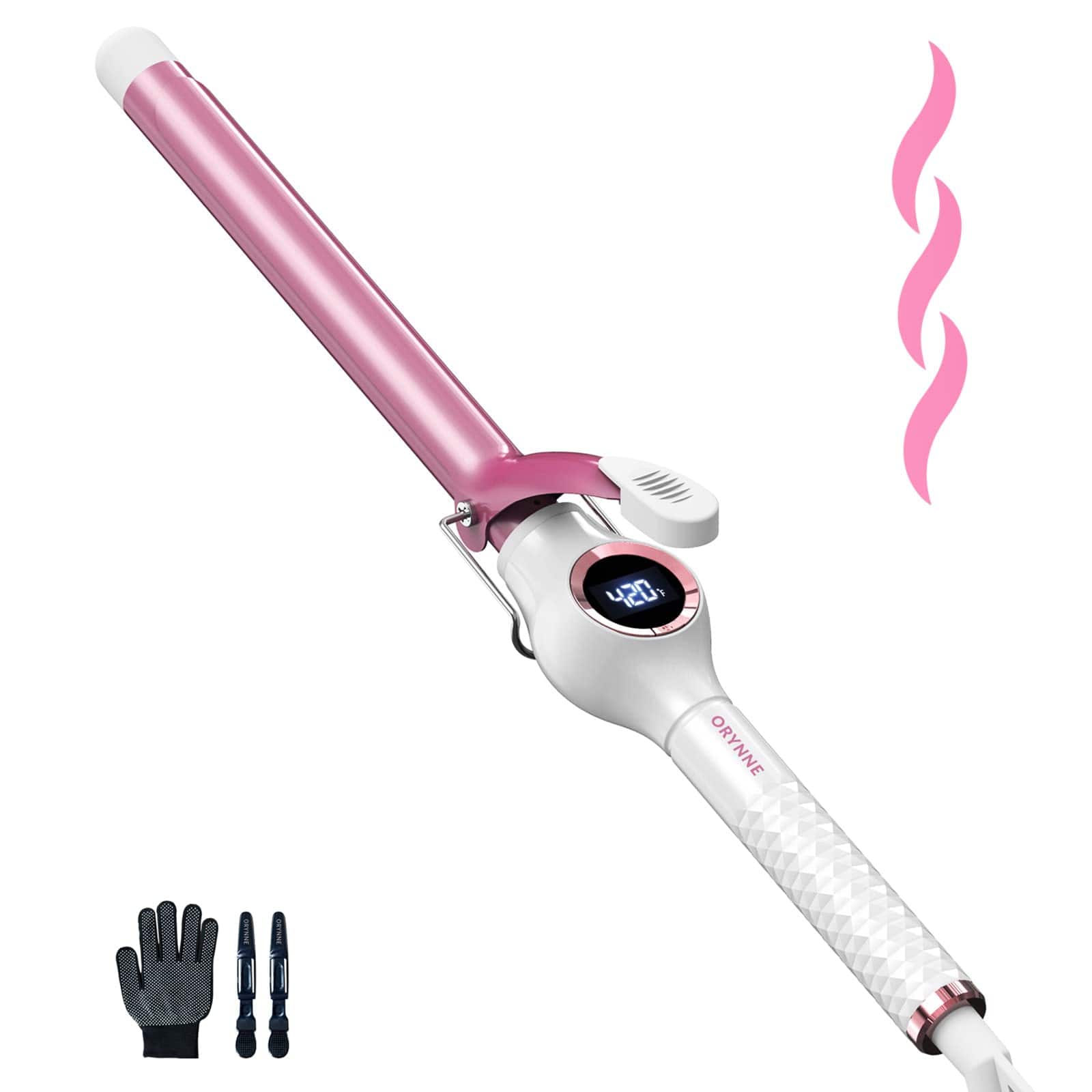 Vulpecula Spade - Ceramic Curling Iron, 3/4 Inch Barrel, Digital Temp Control, Fast Heat Up, 7 Adjustable Temperatures, 60 Min Auto Shut