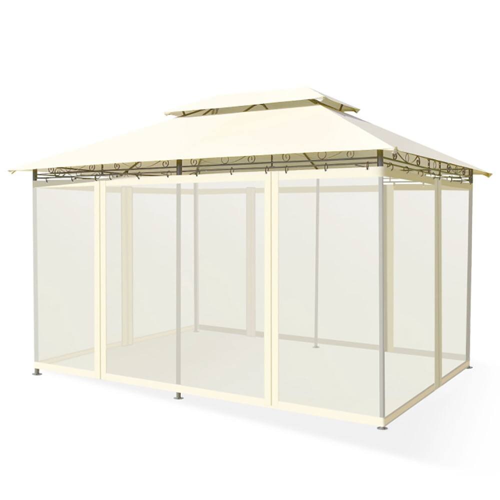 Back. Pefilos - 10 Feet x 13 Feet Tent Canopy Shelter with Removable Netting Sidewall-Beige, Party Tent for Outside Party Waterproof - Beige.