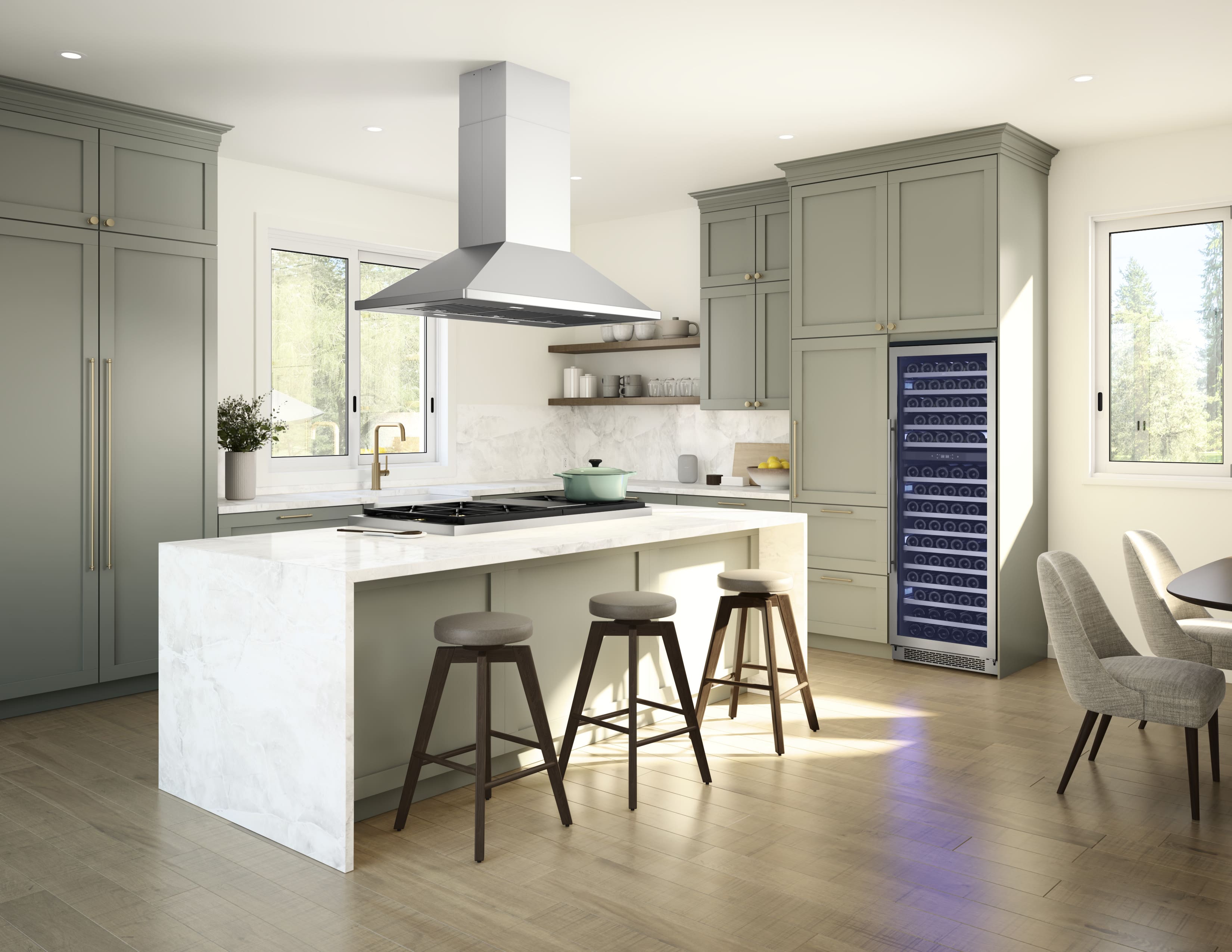 Alt View 13. Zephyr - Siena Pro 48 in. 1200 CFM Island Mount Range Hood with LED Lighting - Stainless Steel.