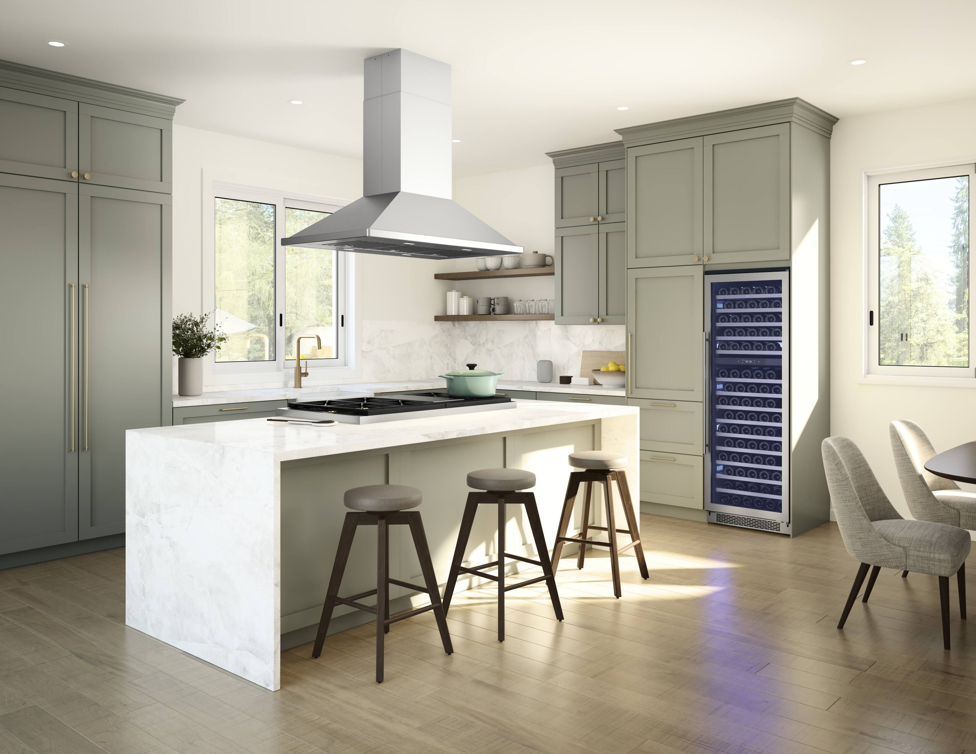 Alt View 13. Zephyr - Siena Pro 48 in. 1200 CFM Island Mount Range Hood with LED Lighting - Stainless Steel.