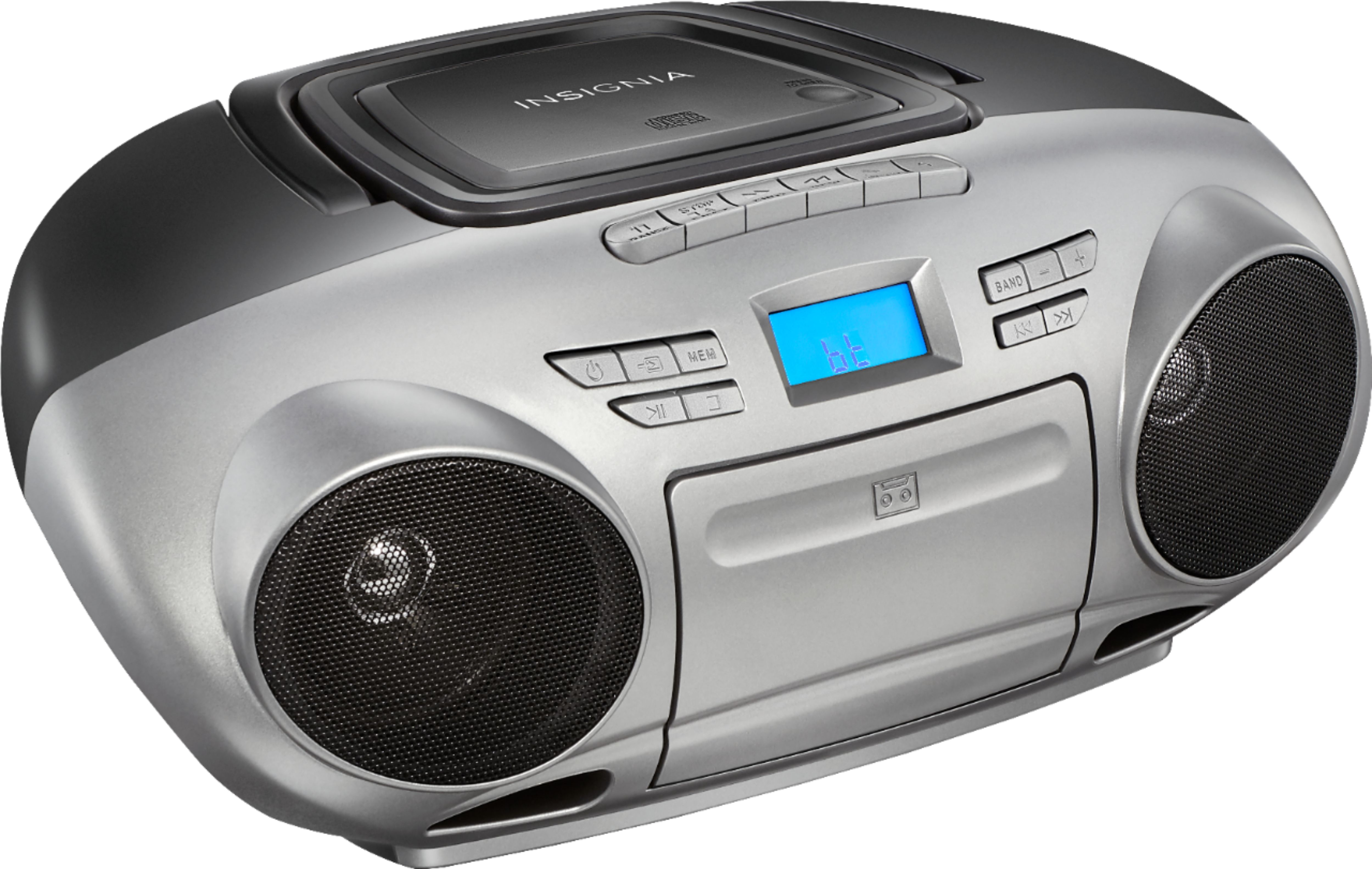 Angle View: Insignia™ - AM/FM Radio Portable CD Boombox with Bluetooth - Silver/Black