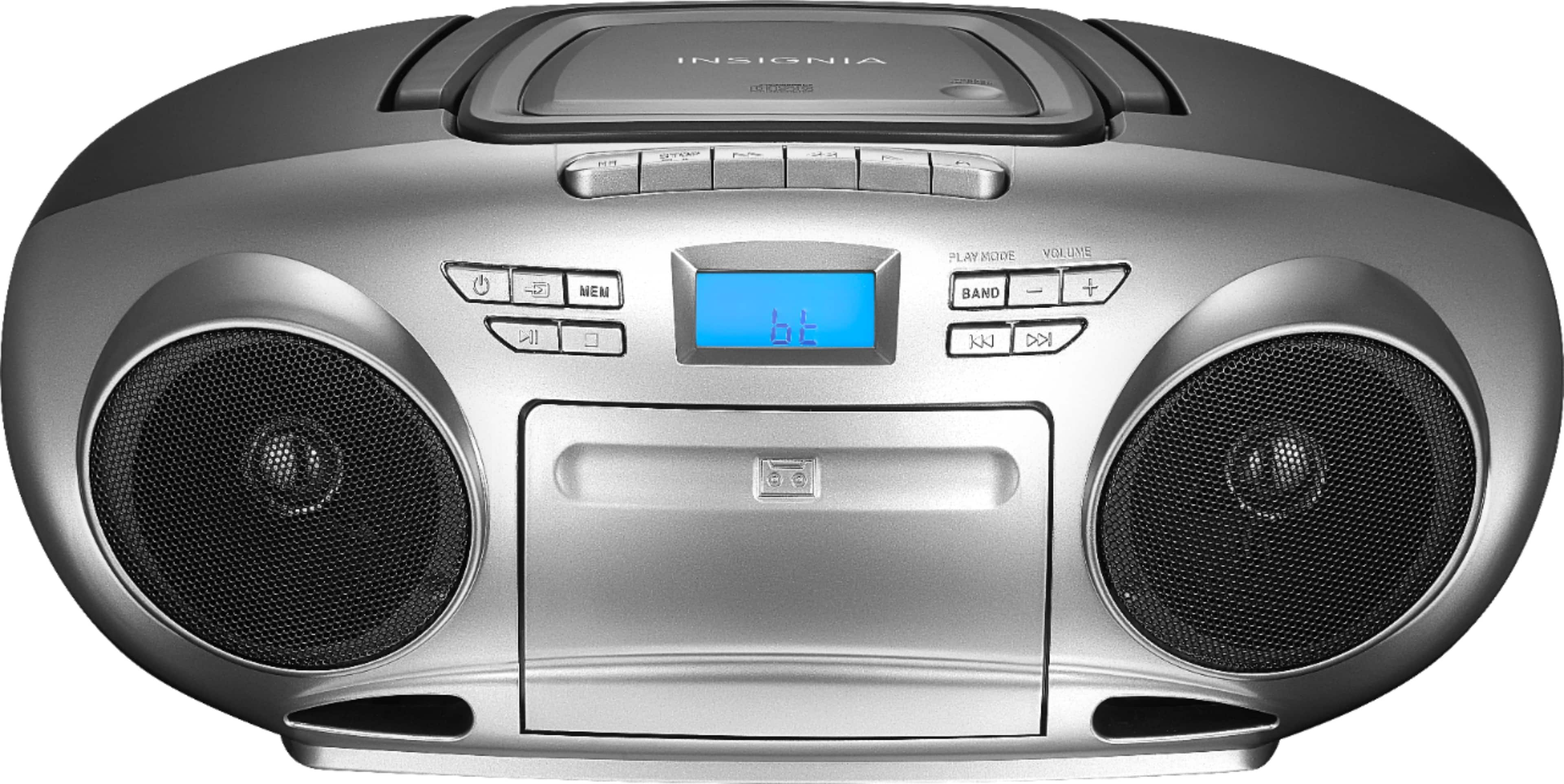 Insignia™ AM/FM Radio Portable CD Boombox with Bluetooth Silver/Black  NS-BBBT20 - Best Buy