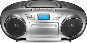 Insignia™ - AM/FM Radio Portable CD Boombox with Bluetooth - Silver/Black - Front_Zoom