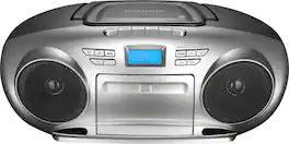 Insignia™ - AM/FM Radio Portable CD Boombox with Bluetooth - Silver/Black