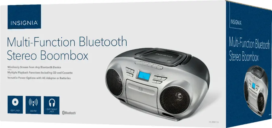 Alt View 13. Insignia™ - AM/FM Radio Portable CD Boombox with Bluetooth - Silver/Black.